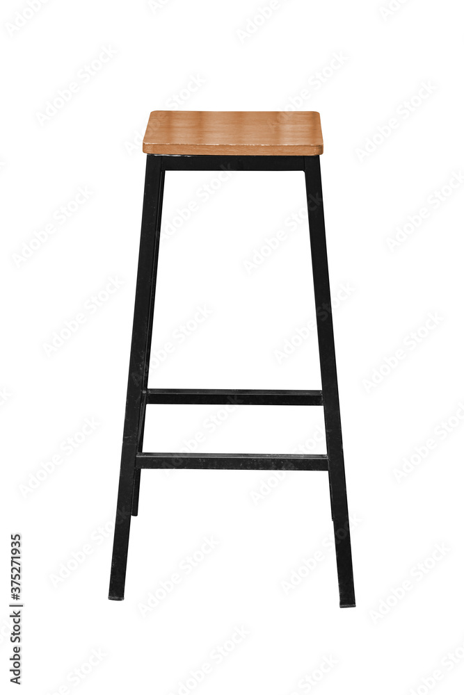 Wooden steel legs simplistic bar chair isolated on white backgrounds Wooden steel legs simplistic bar chair isolated on white backgrounds