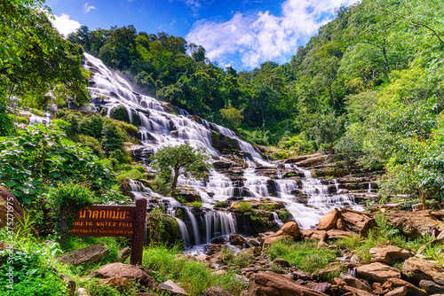 Mae Ya waterfall it beautiful most famous in Doi Inthanon National Park, Chiang mai, Thailand. photo