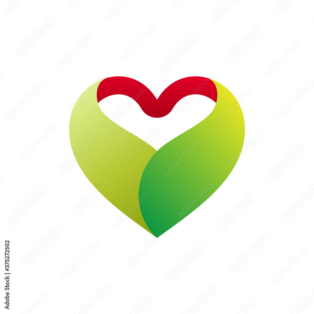 love and leaf logo, 3d style in gradient color love and leaf logo, 3d style in gradient color