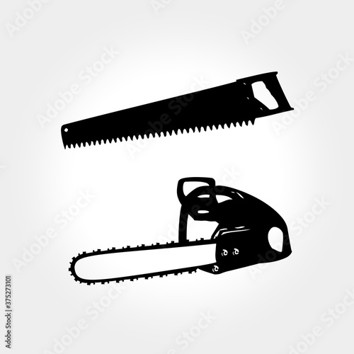 saw and chainsaw icon vector