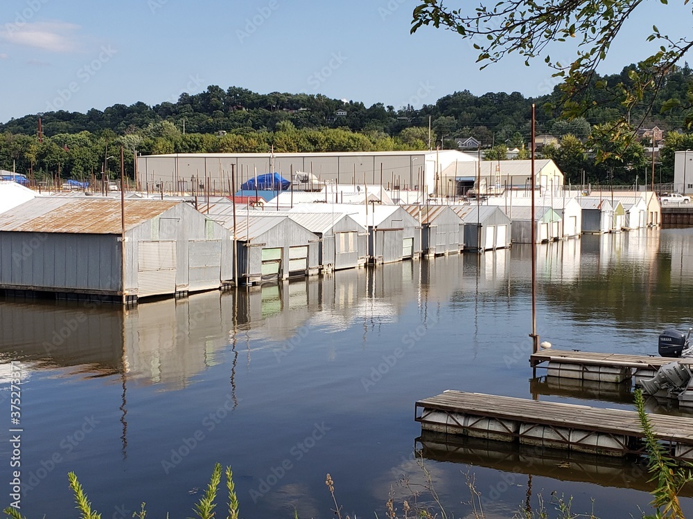 boat garages on the river