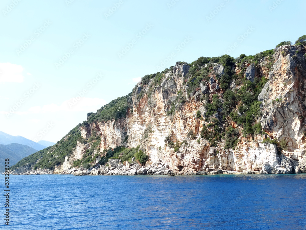 Landscape of Ionian islands in Ionian sea in the western Greece in summer season. Ionian islands are a group of islands in Greece.