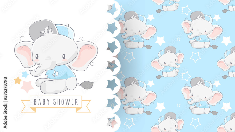cute baby shower card with elephant