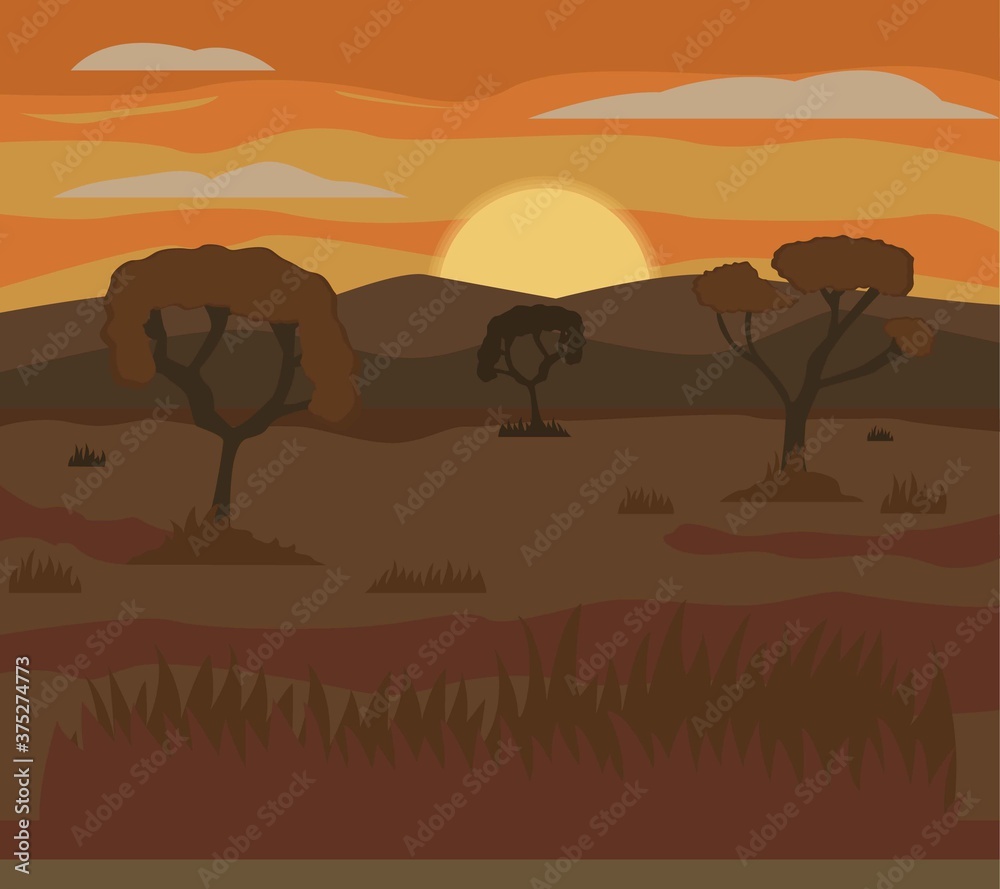 Illustration vector design of Africa landscape background Illustration vector design of Africa landscape background