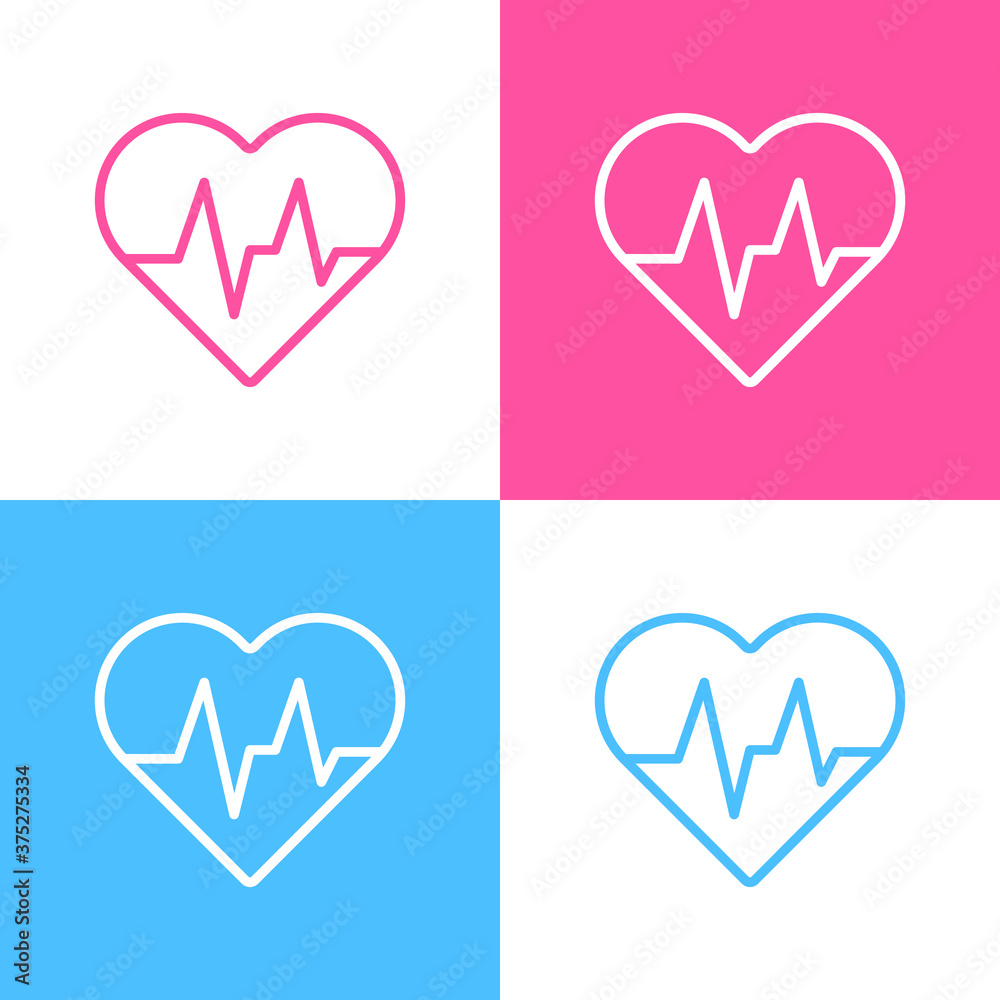 Heart, heartbeat thin line icon set. Can be used for many purposes, website. Trendy style and editable vector. EPS.