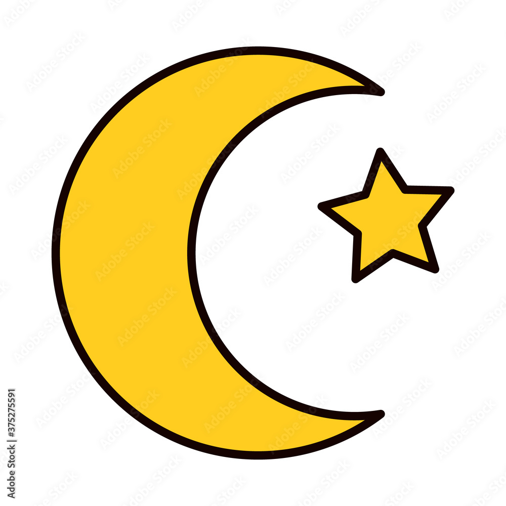 turkey crescent moon and star, line and fill style turkey crescent moon and star, line and fill style