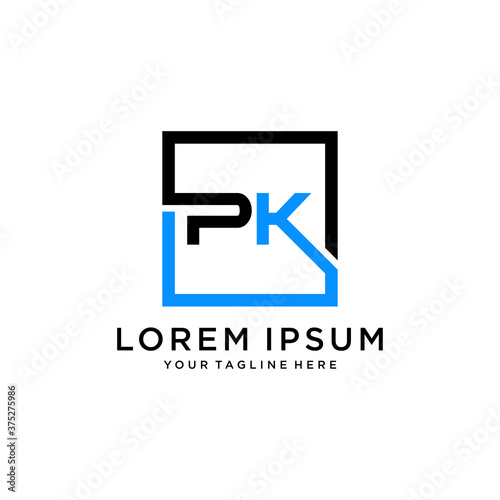 PK initial rectangle logo template vector