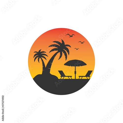 Beach logo icon vector template. Simple design of the beach natural scenery logo.