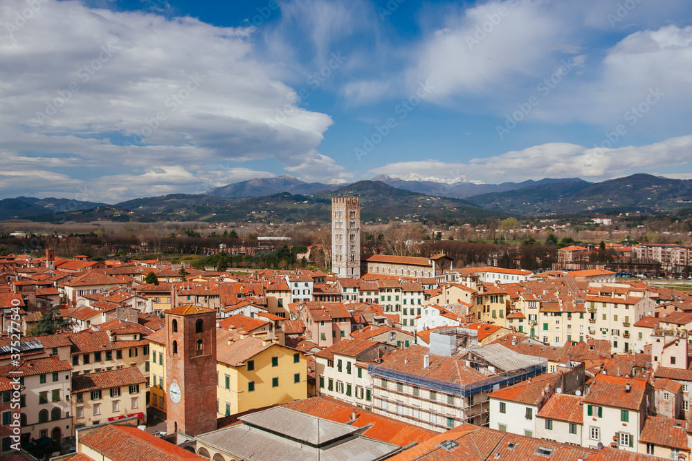 View across Lucca in Italy