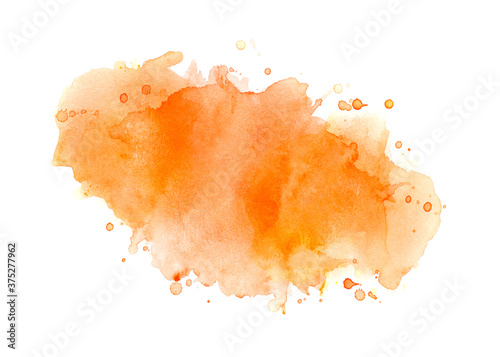 orange watercolor splashes of paint on white.