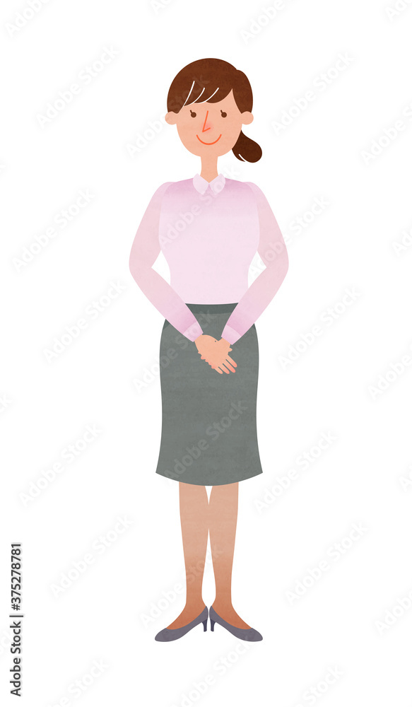 丁寧に立つスーツ姿の若い女性 丁寧に立つスーツ姿の若い女性