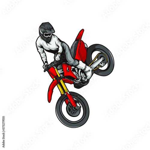 фотография freestyle motocross dirtbike illustration vector character masctor