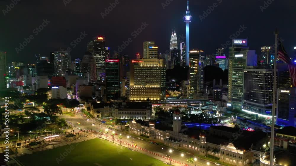 custom made wallpaper toronto digitalnight time illumination kuala lumpur city downtown traffic street aerial panorama 4k malaysia