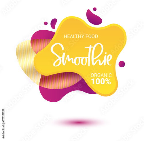Smoothie vector label. Bright and shine stickers, labels, tags and banners for smoothie. For badges of fresh market, detox, farmers market, eco shop, smoothies drinks, juice cafe, green bar.