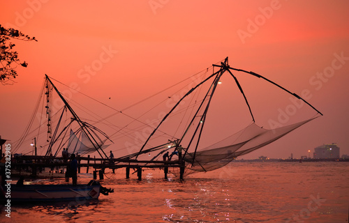 Chinese fishing net in Kerala backwaters.  © saurav005