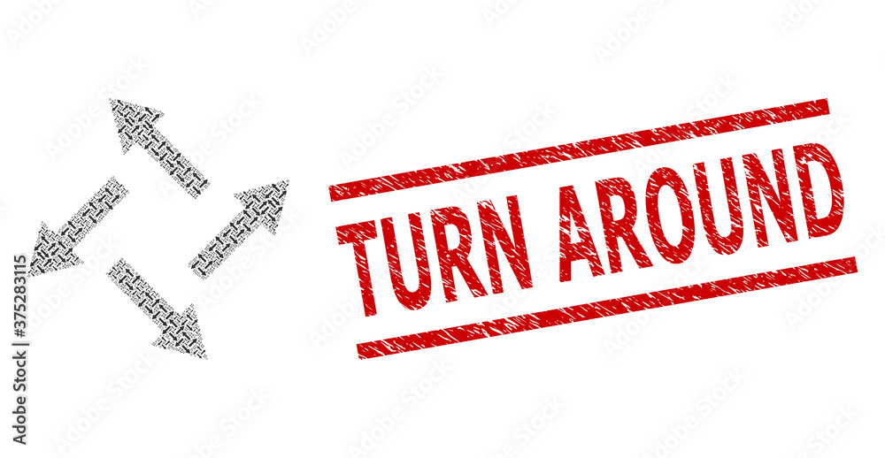 Recursion collage centrifugal arrows and Turn Around textured stamp ...
