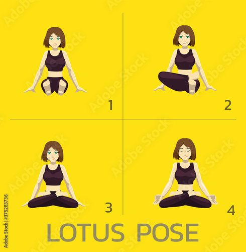 Lotus Pose Yoga Manga Tutorial How Cartoon Vector Illustration