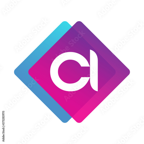 Letter CI logo with colorful geometric shape, letter combination logo design for creative industry, web, business and company.