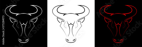 bull, ox head, logo. Symbol of 2021 in the Chinese calendar. Strength, might. Element for tattoo. Vector
