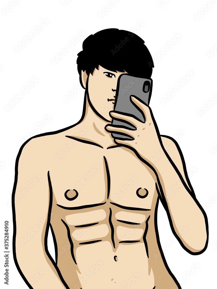 Fototapeta premium cartoon cute man on white background