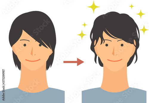パーマでイメチェンした男性のイラスト素材　ベクターイラスト