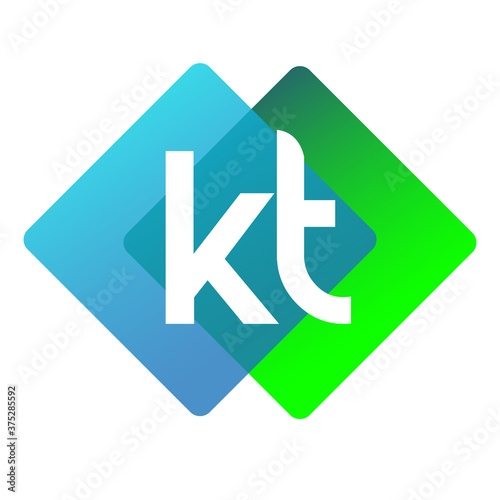 Letter KT logo with colorful geometric shape, letter combination logo design for creative industry, web, business and company. photo