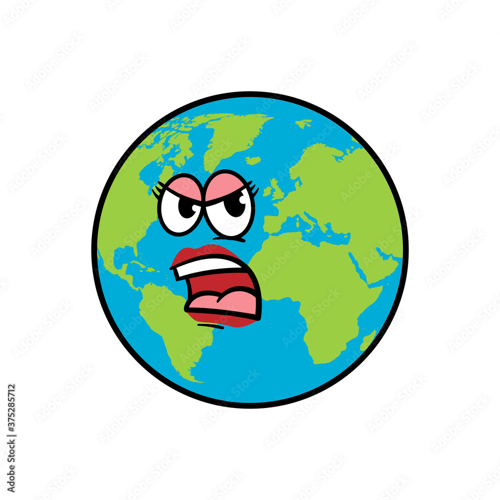 Cartoon Angry Mother Earth Illustration Cartoon Angry Mother Earth Illustration