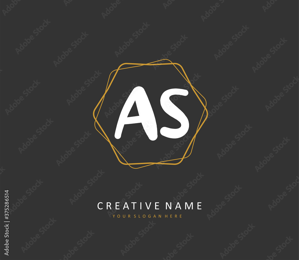 Obraz premium A S AS Initial letter handwriting and signature logo. A concept handwriting initial logo with template element.