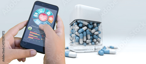 Quadro em tela Healthcare app and prescription