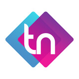 Letter TN logo with colorful geometric shape, letter combination logo design for creative industry, web, business and company.