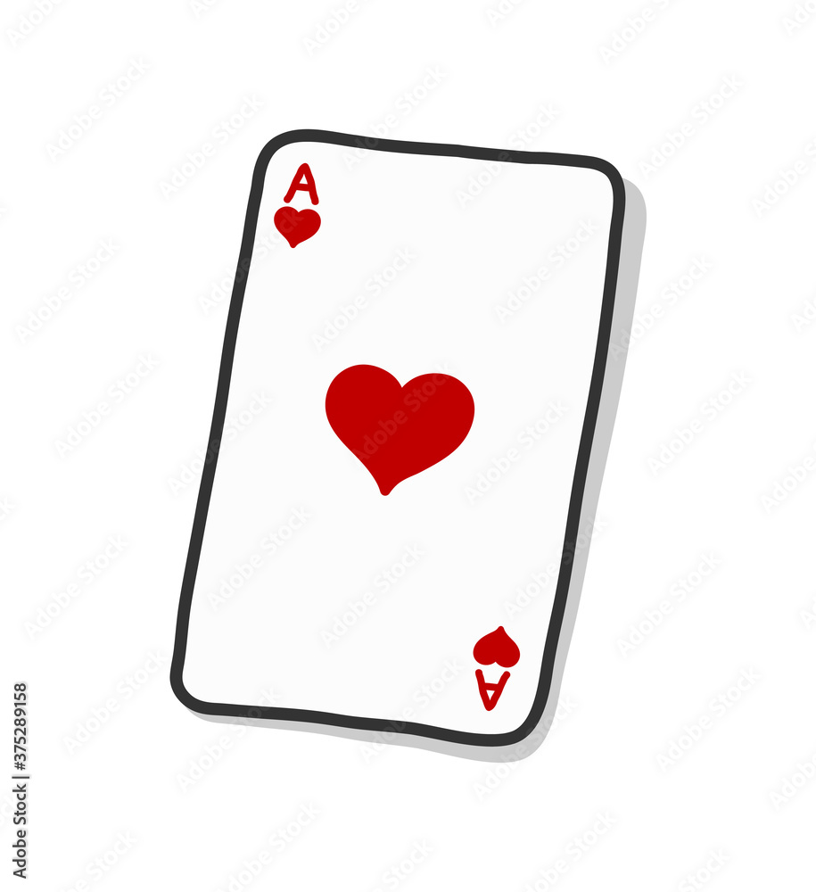 Ace of Hearts poker card, hand drawn vector doodle illustration of Ace of  Hearts in a poker game, isolated on white background. Stock-Vektorgrafik |  Adobe Stock