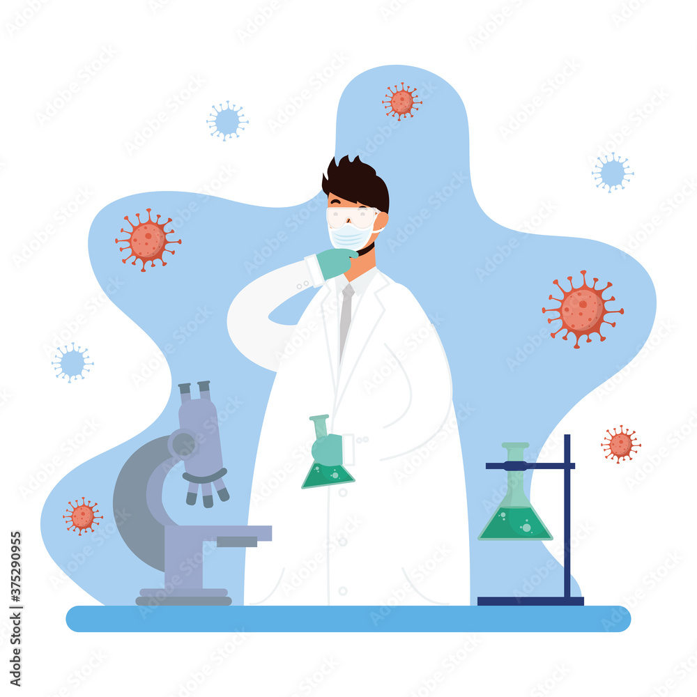 Obraz premium vaccine research with male doctor character