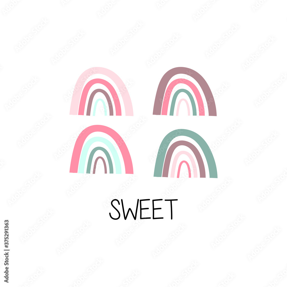 card for the holiday with a rainbow. vector element for design.
print for fabric, notebook and invitations. poster in children's style. set of cute rainbow. card for the holiday with a rainbow. vector element for design.
print for fabric, notebook and invitations. poster in children's style. set of cute rainbow.