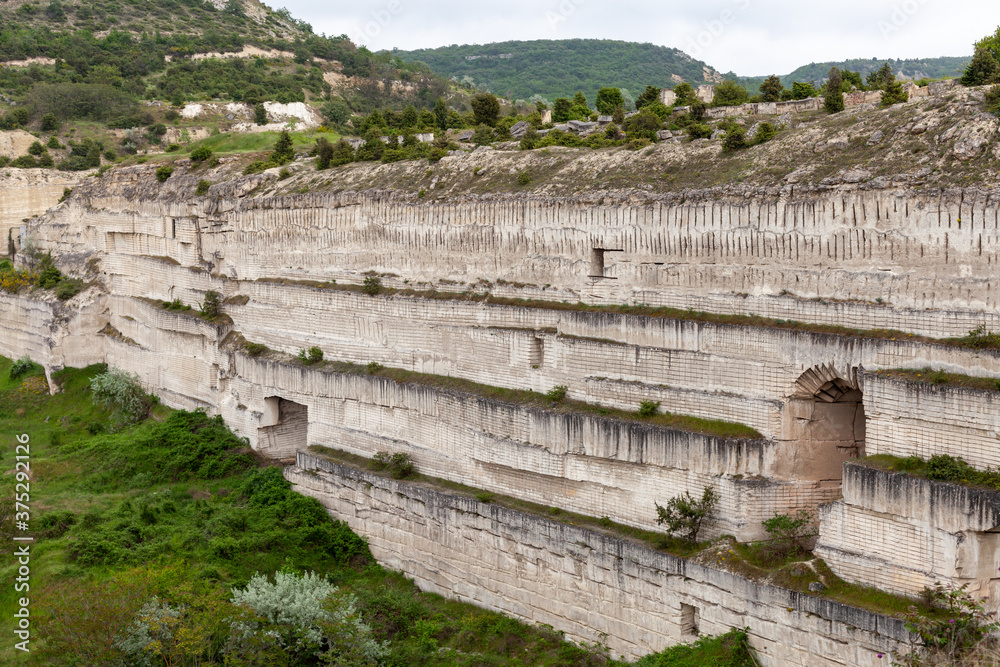 Inkerman Quarry landscape. Landmark of Crimea