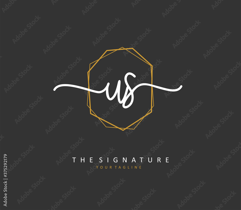 Obraz premium U S US Initial letter handwriting and signature logo. A concept handwriting initial logo with template element.