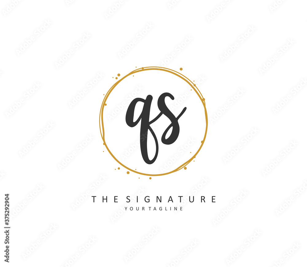 Q S QS Initial letter handwriting and signature logo. A concept handwriting initial logo with template element. Q S QS Initial letter handwriting and signature logo. A concept handwriting initial logo with template element.