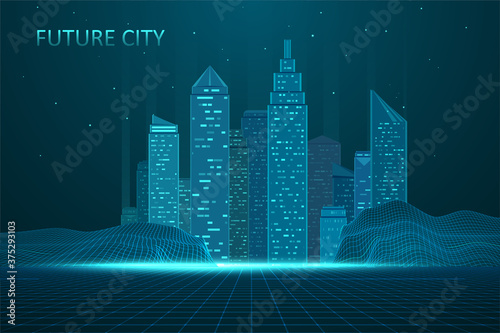 Future city skyline illustration