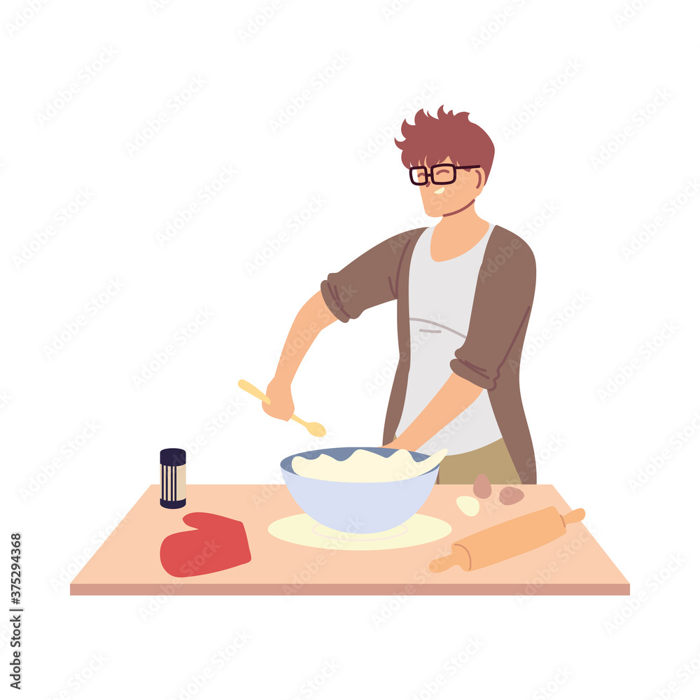 young man cook preparing a cake young man cook preparing a cake