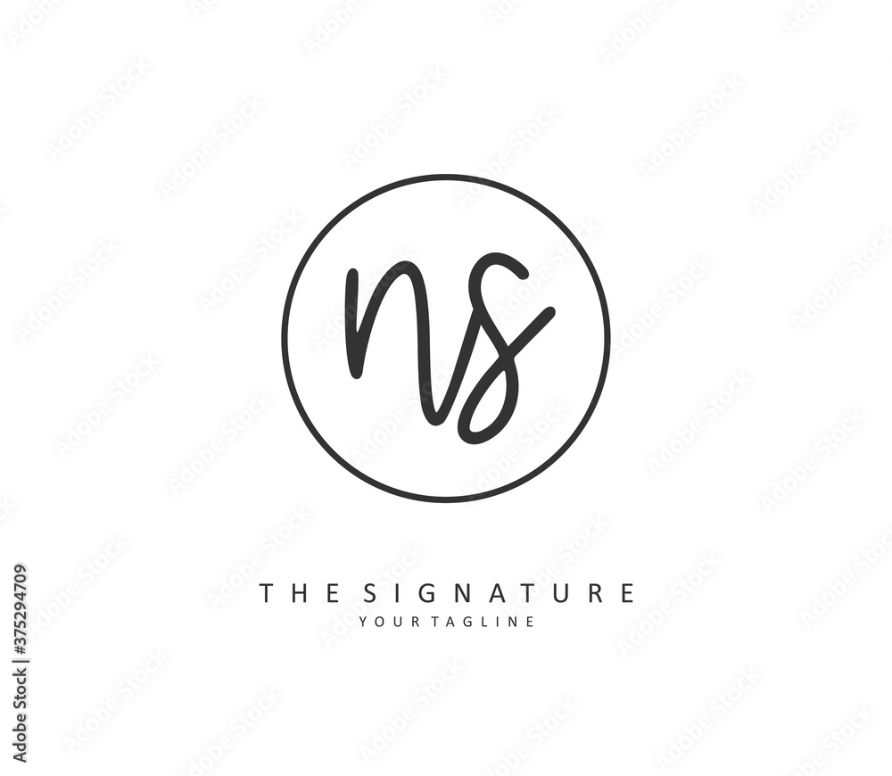 N S NS Initial letter handwriting and signature logo. A concept handwriting initial logo with template element. N S NS Initial letter handwriting and signature logo. A concept handwriting initial logo with template element.