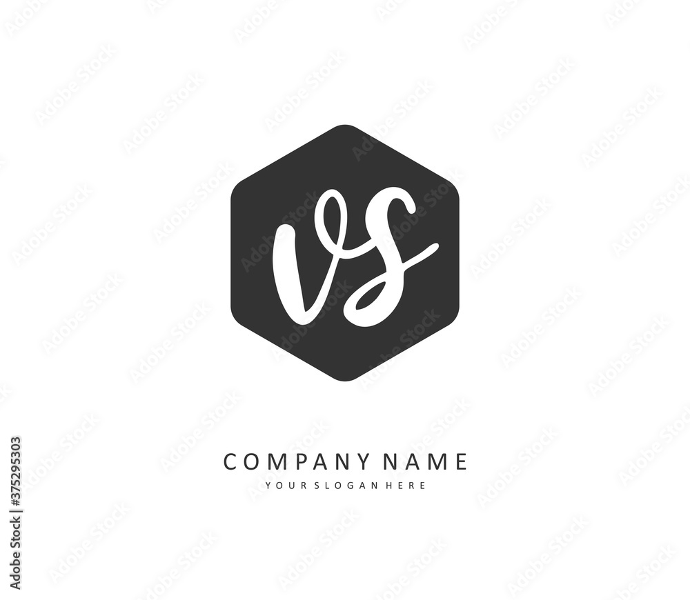 V S VS Initial letter handwriting and signature logo. A concept handwriting initial logo with template element.