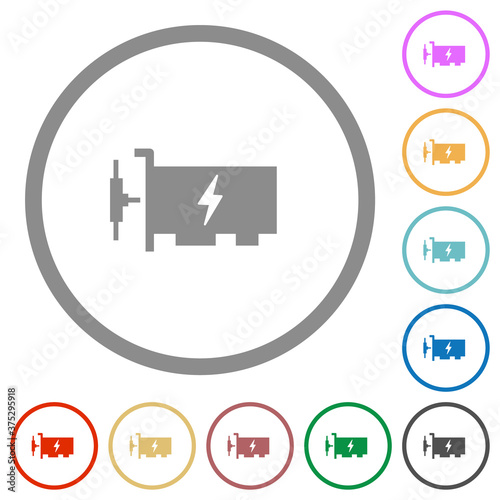 Fast ethernet network controller flat icons with outlines