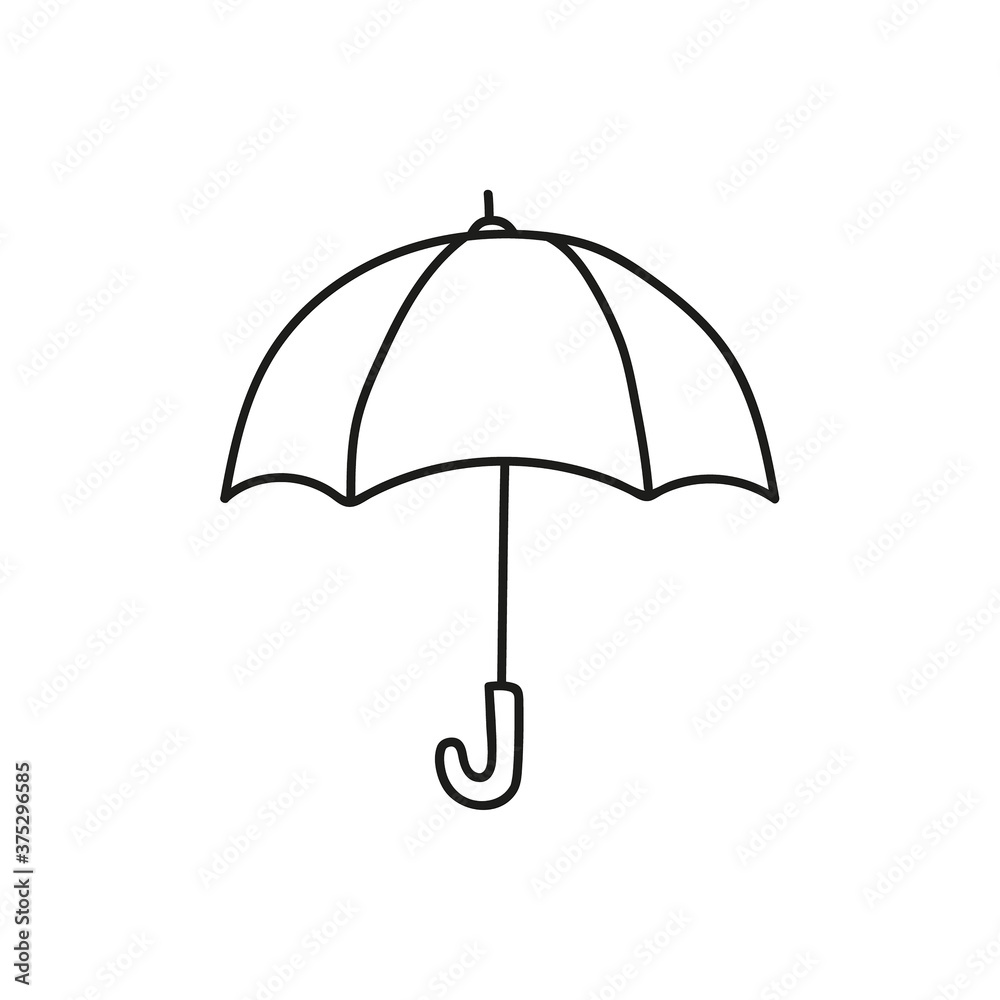 Vector umbrella icon. Rain protection symbol on a white background. Doodle style. Vector umbrella icon. Rain protection symbol on a white background. Doodle style.
