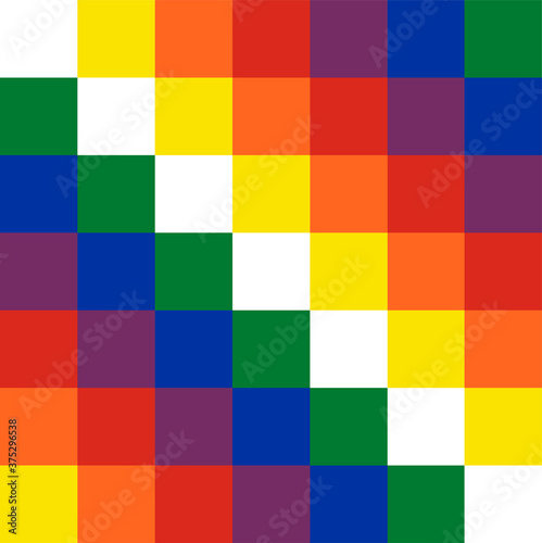 Wiphala flag bolivia square tile rainbow geometric shape colorful photo