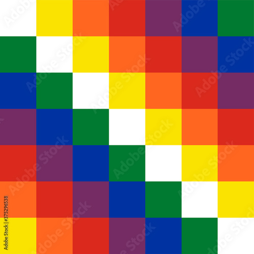 Wiphala flag bolivia square tile rainbow geometric shape colorful