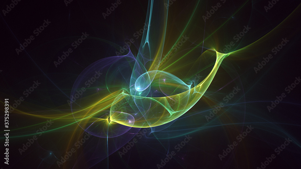 3D rendering abstract multicolor fractal light background