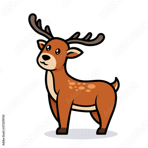 Cute deer animal mascot logo design illustration © Guavanaboy