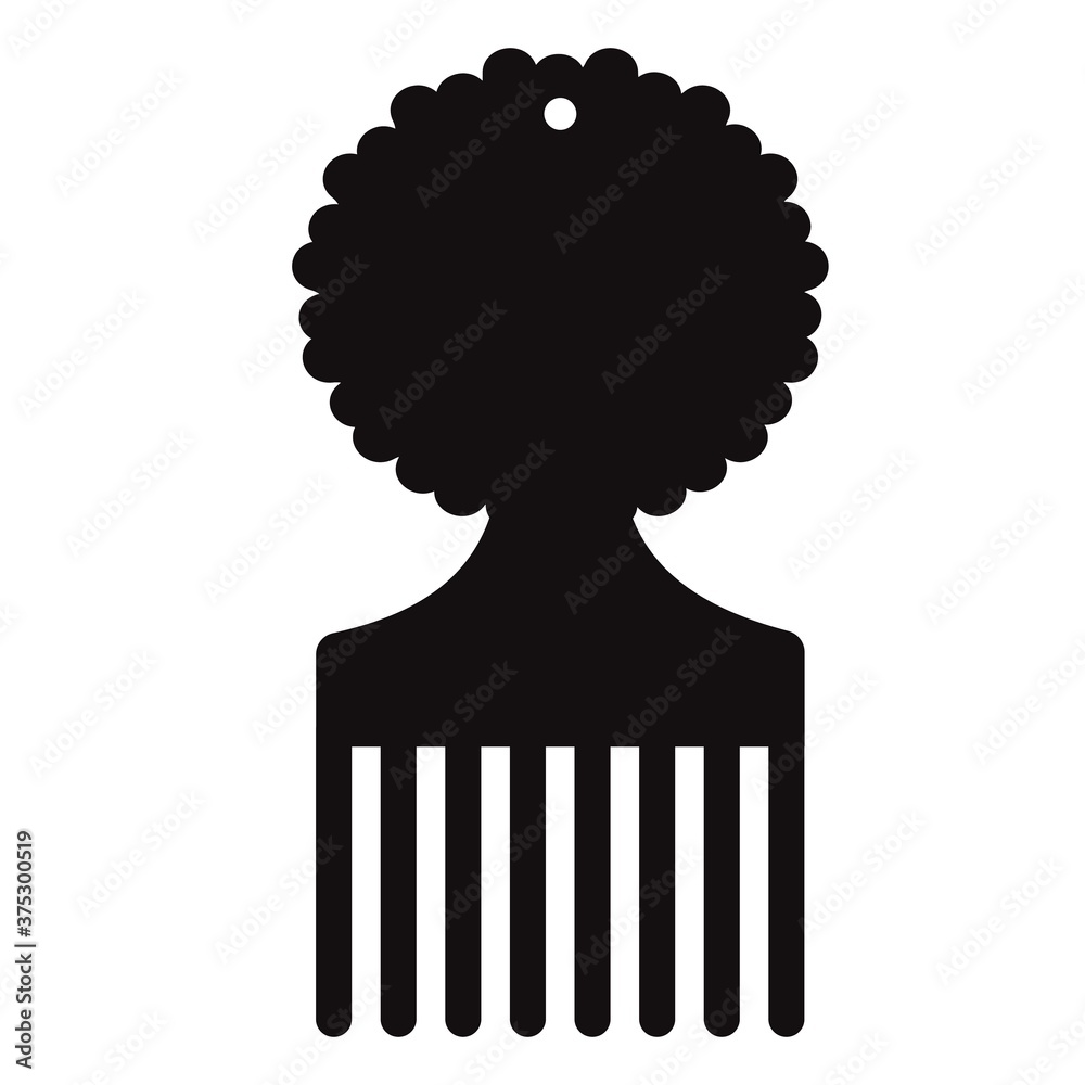 afro pick icon on white background. afro hairbrush sign. afro comb symbol. flat style. - obrazy, fototapety, plakaty 