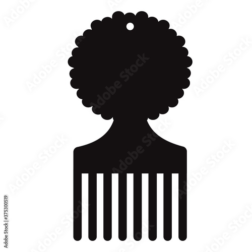 afro pick icon on white background. afro hairbrush sign. afro comb symbol. flat style. photo