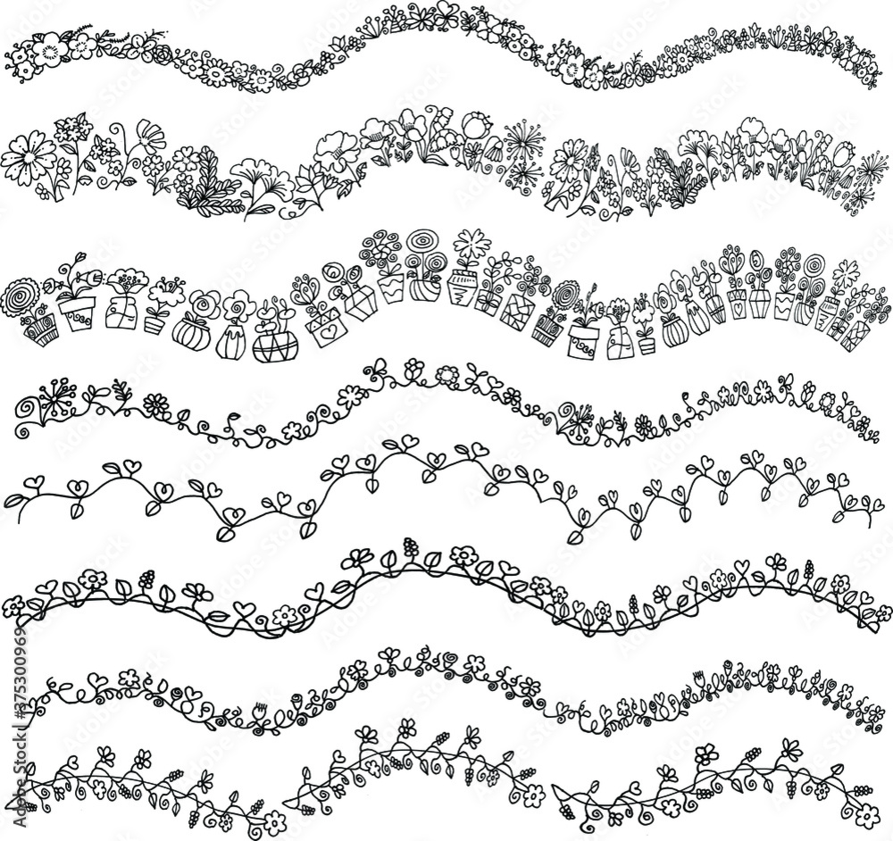 Fototapeta premium vector cartoon flowers background border