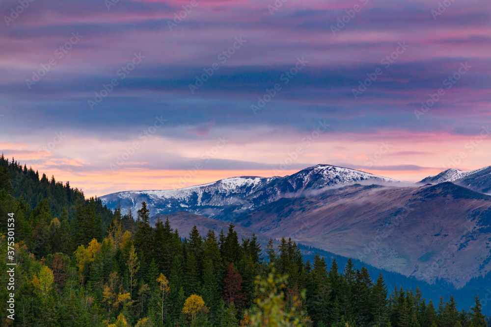 Beautiful October sunset in the mountains Beautiful October sunset in the mountains